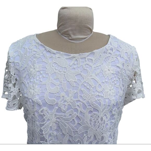 Calvin Klein Women’s Lace Top Lined Short Sleeve Sz. 14 Feminine - Picture 6 of 11